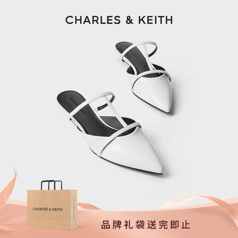 CHARLES & KEITH女士时尚法式气质尖头平底穆勒拖鞋 CK1-71720071
