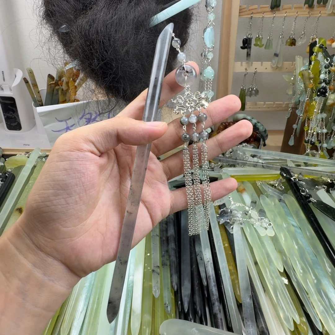 蛇纹石玉合金发饰