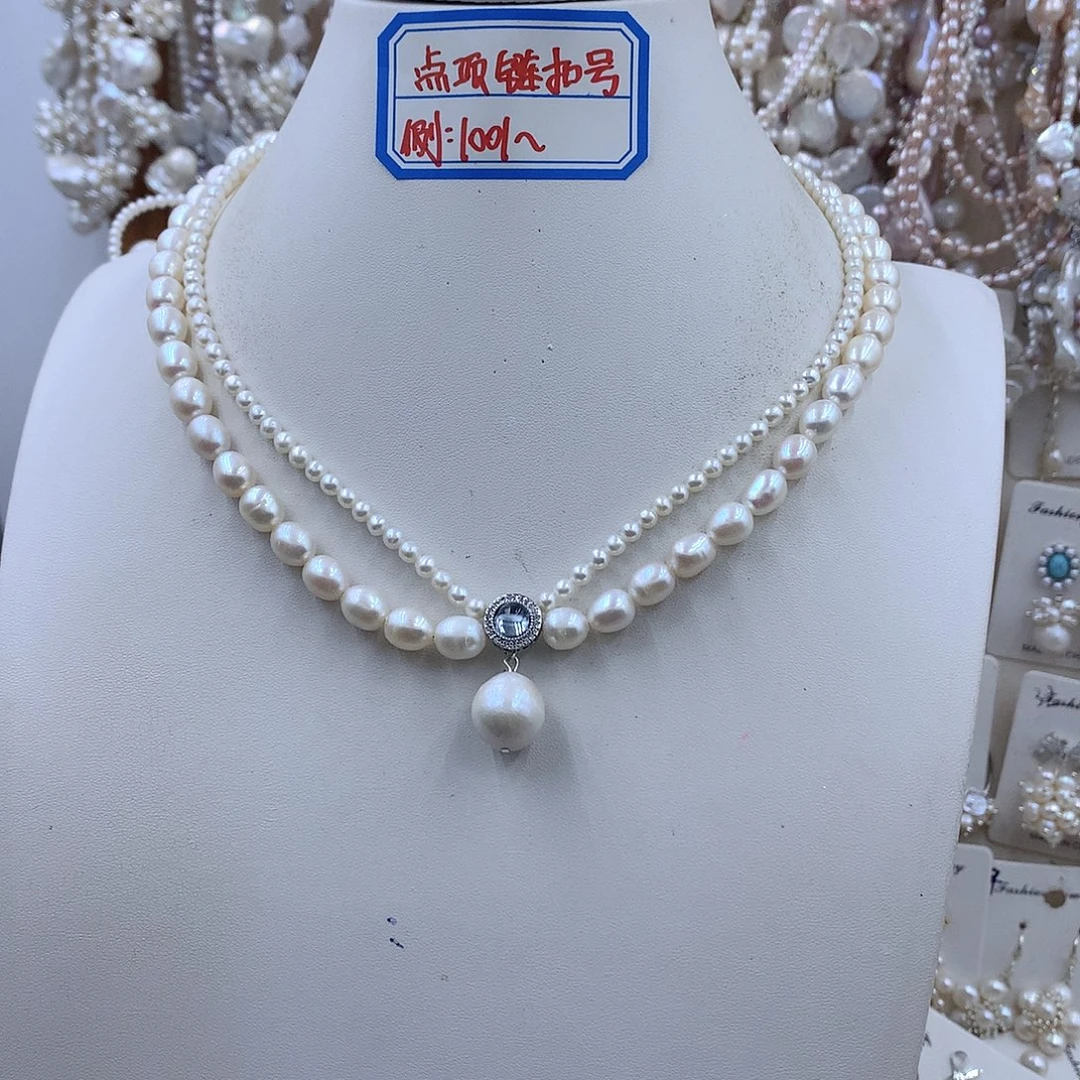 银S925镶嵌项链耳饰淡水珍珠