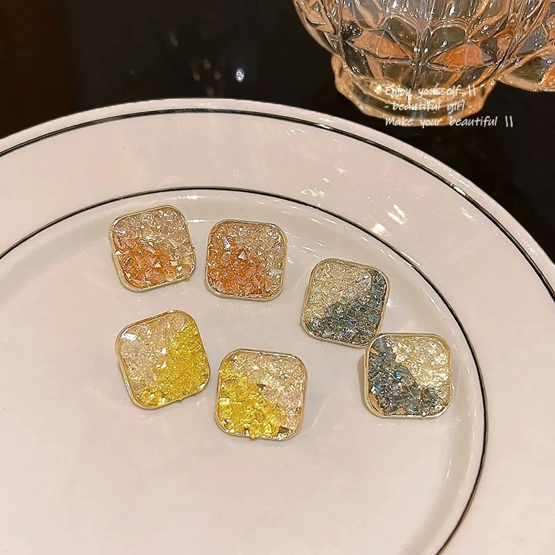 钛钢锆石耳饰 几何原创设计女耳环时尚彩色轻奢法式个性气质1166