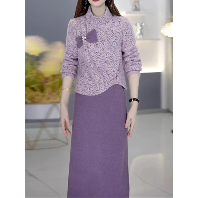 【靓锦】小香风套装连衣裙2024冬爆款气质轻奢高级感加厚毛呢两件套