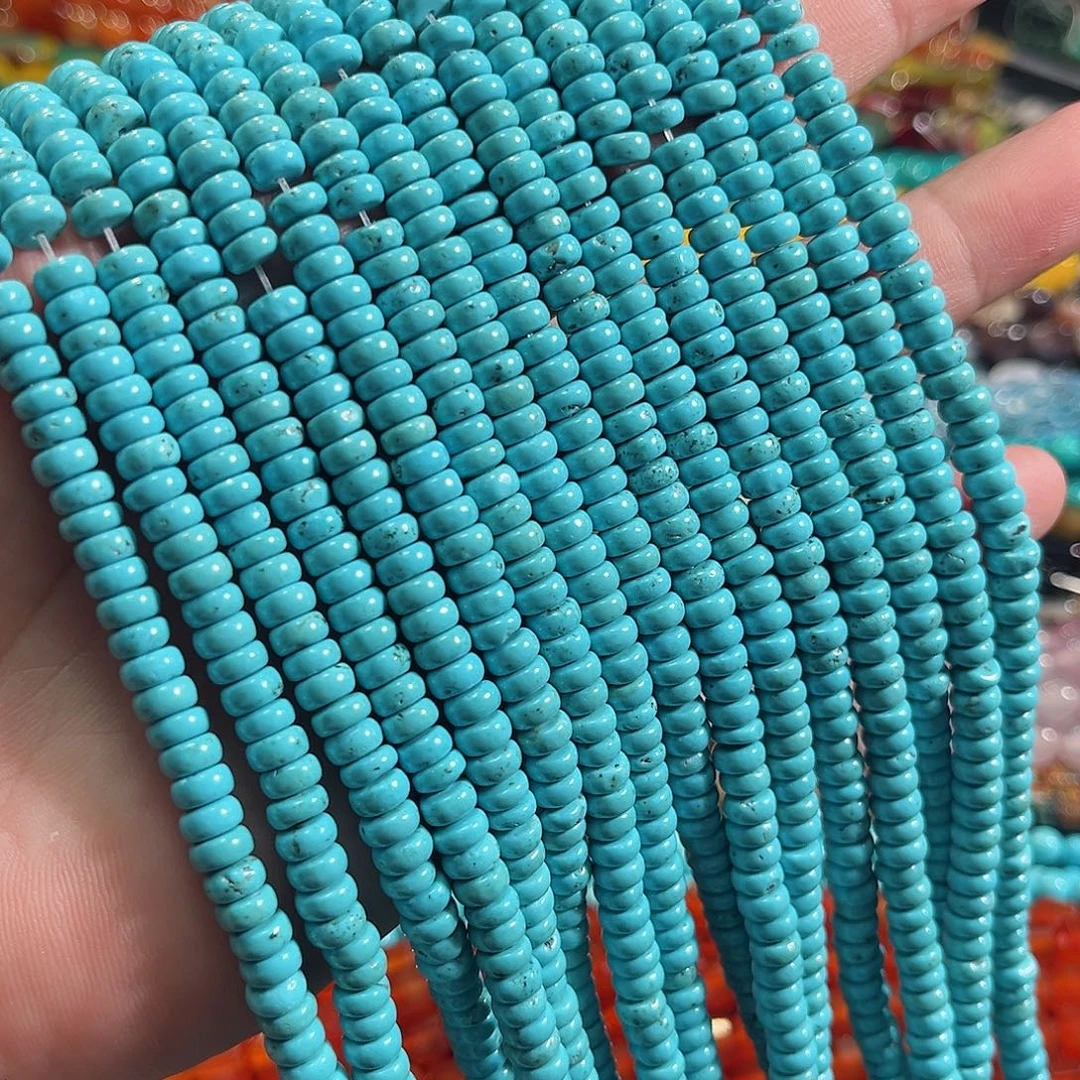玛瑙/玉髓合金珠宝半成品蓝松石算盘一条6mm