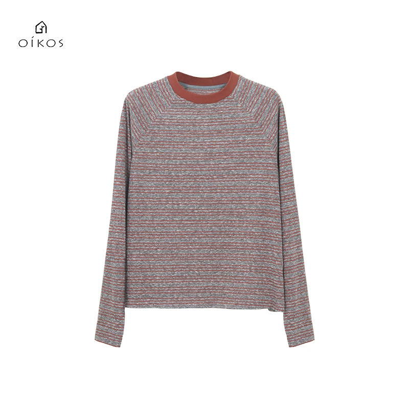 OIKOS针织衫长袖时尚休闲条纹圆领5I11A3142