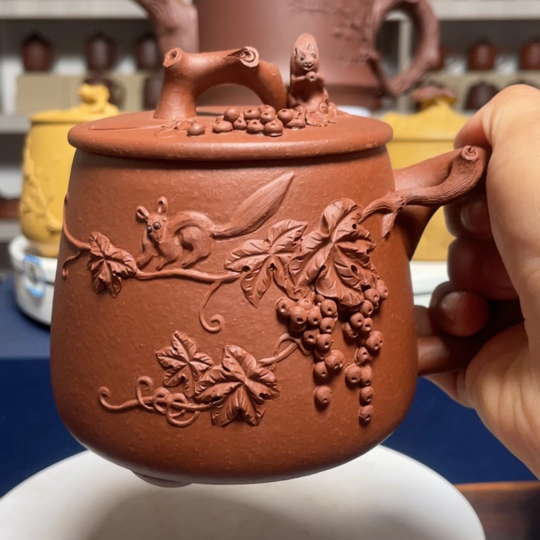 茶杯紫砂松鼠葡萄杯