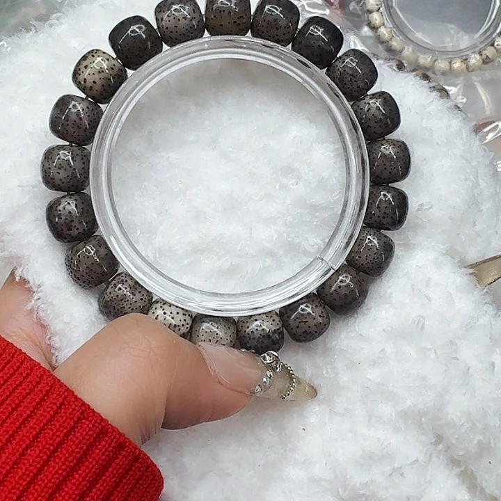 星月菩提手串353高端黑灰星月菩提11桶单圈