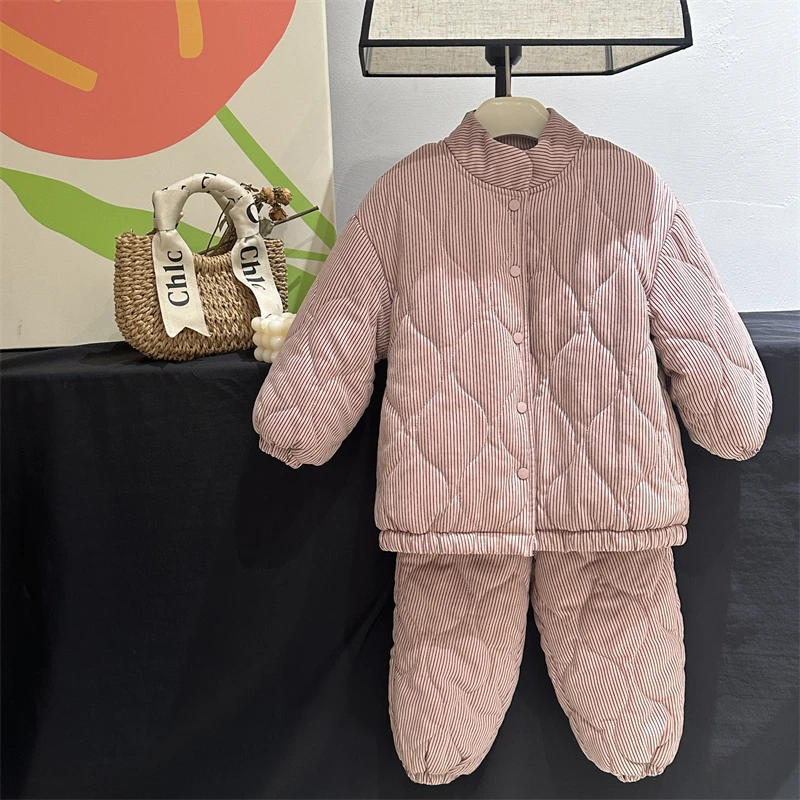 【现货】女童睡衣套装冬季新款小女孩加厚保暖外出家居服两件套