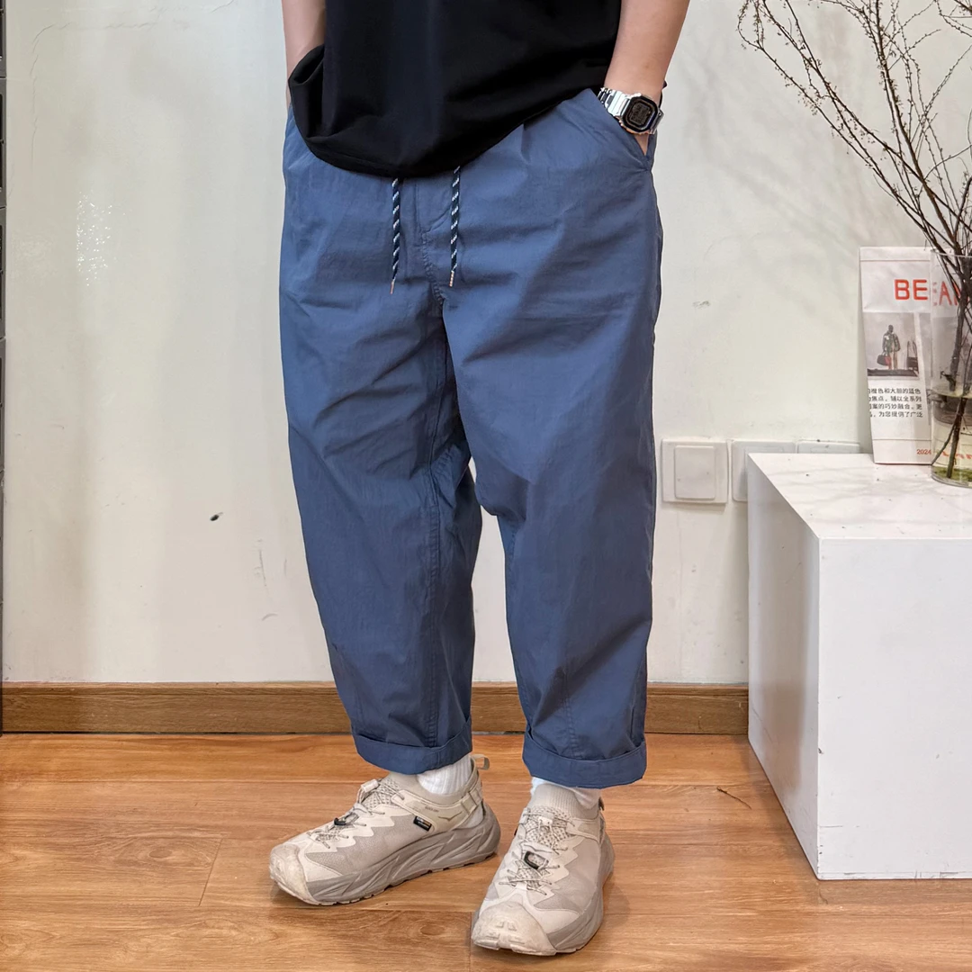 初秋日系暗格2413紫标 cityboy复古宽松微锥休闲工装裤子男九分裤