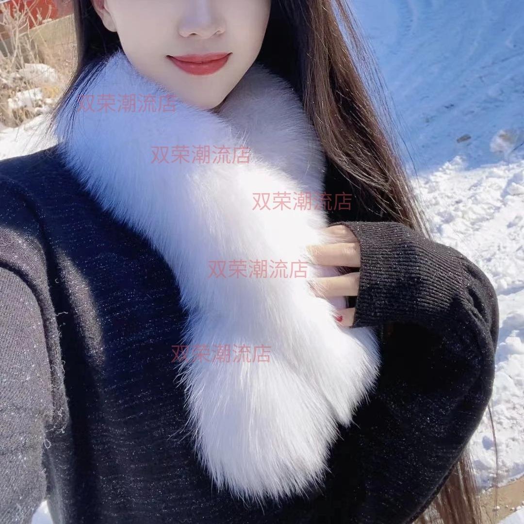 真狐狸毛围脖斜插佩戴毛针硬毛绒密度大真皮草冬季保暖
