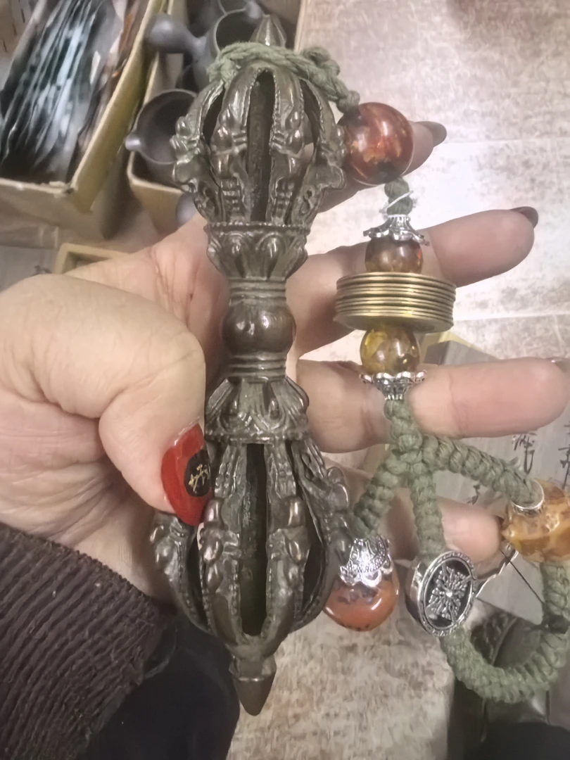 藏传佛密宗仿古铜器金刚九股杵降魔杵法器摆件古玩收藏245