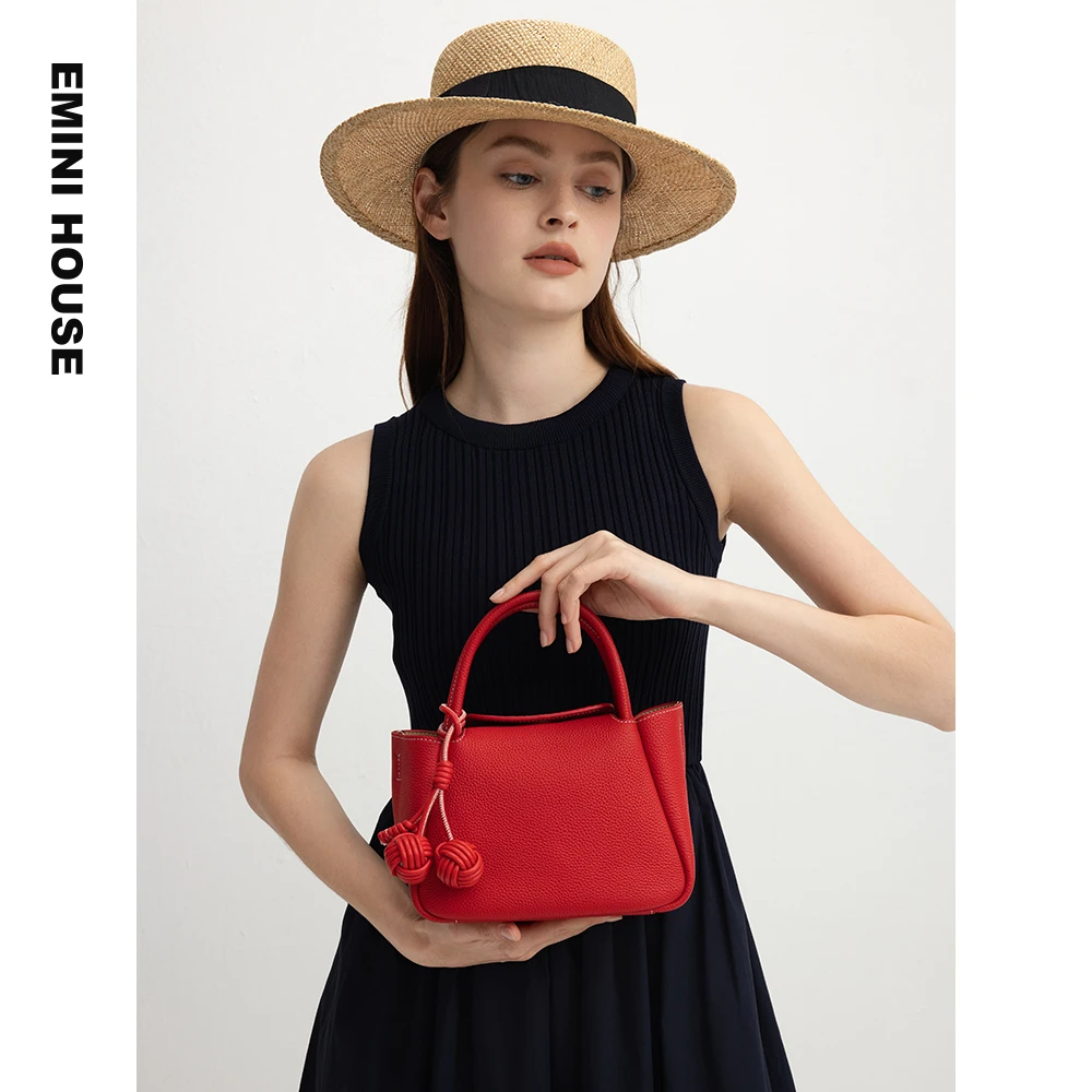 伊米妮新款纯色气质小众女包头层TOGO牛皮元宝包时尚斜挎包真皮