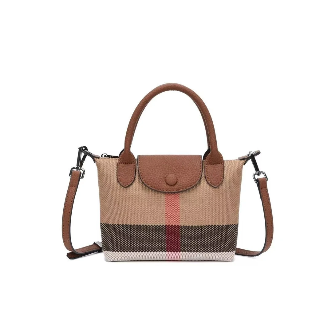 2025新款牛皮配格子女士单单肩斜挎龙骧小包包1079-1