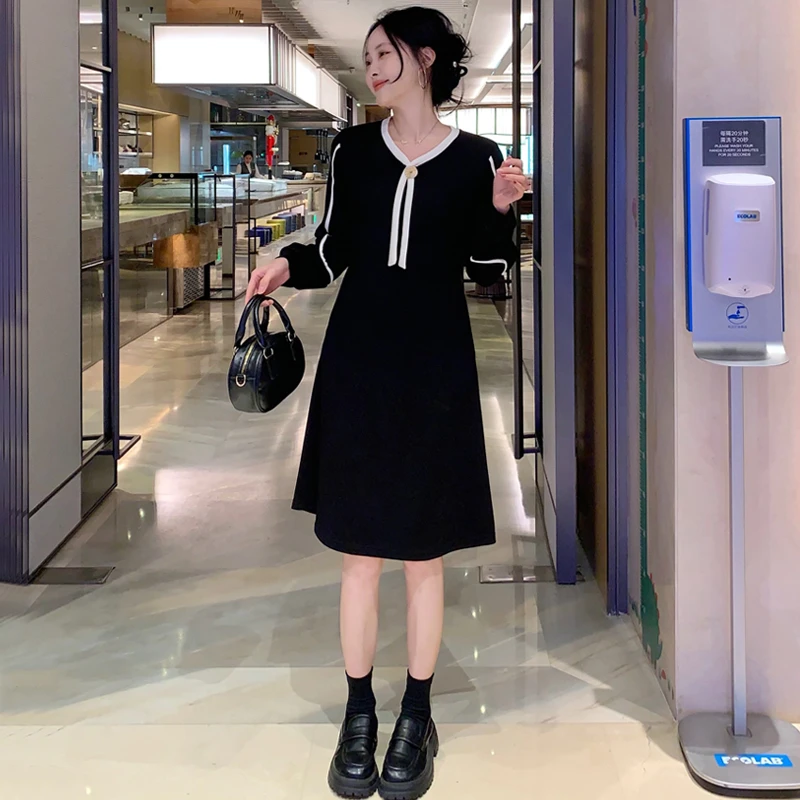 2025春秋装新款收腰显瘦气质系带时尚宽松连衣裙#8899