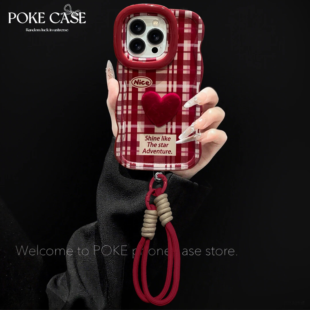 板凳双支架格子爱心适用苹果17PROMAX华为vivo小米oppo手机壳