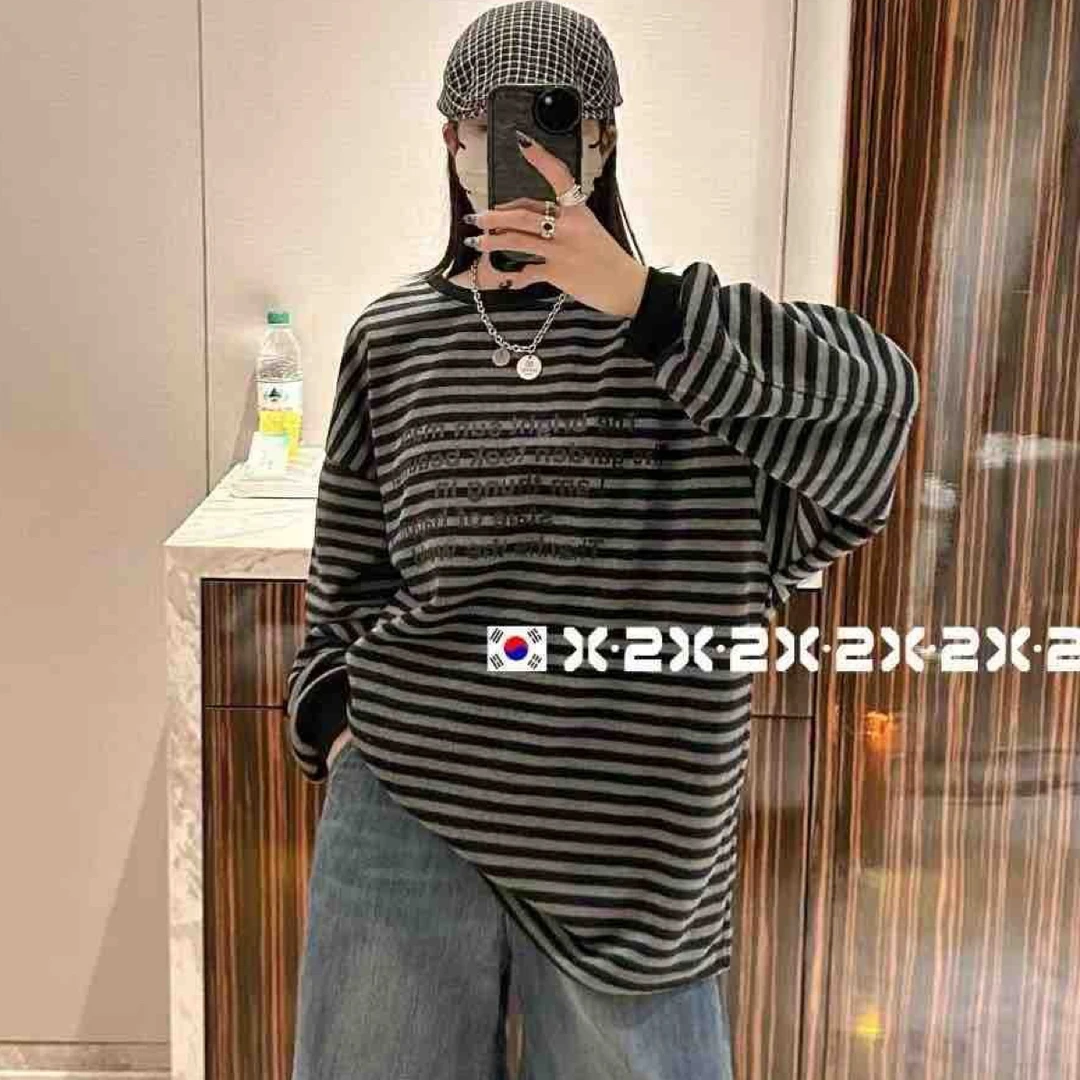 加厚磨毛条纹百搭休闲显瘦卫衣