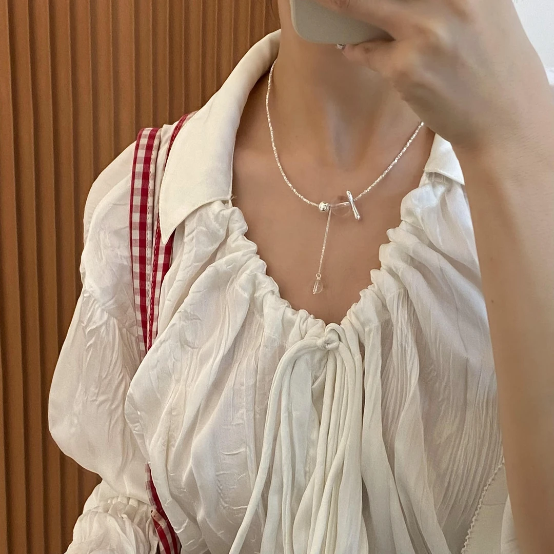 坠链均925银 时尚白水水碎银几两轻奢气质百搭个性项链