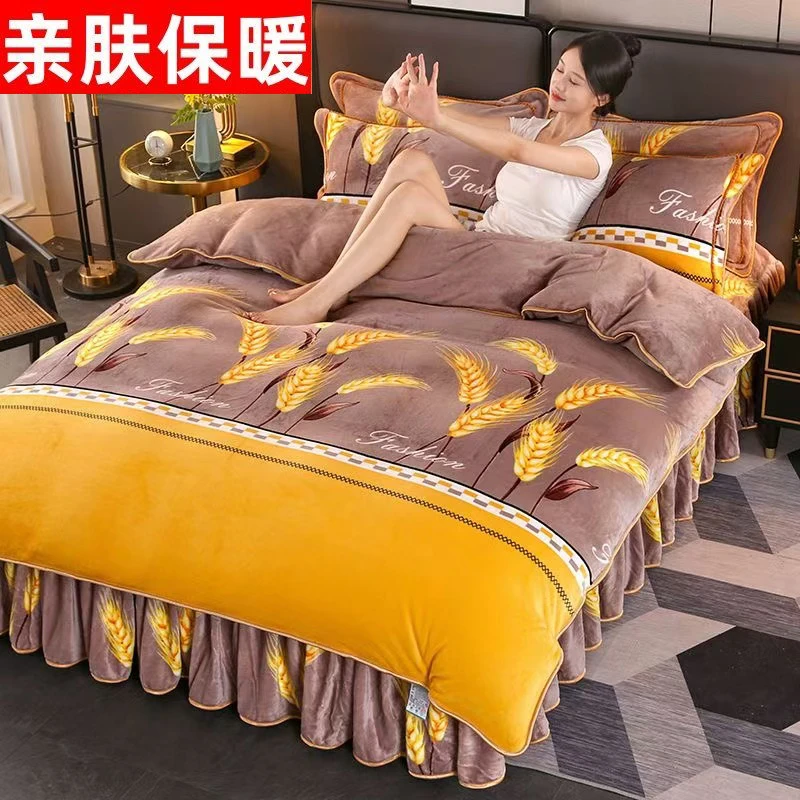 秋冬新款加厚牛奶绒被套无静电保暖加绒被罩单双人柔软高档双面绒