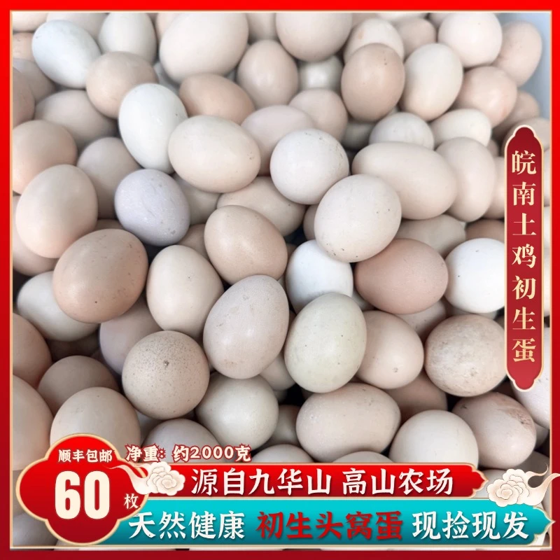 【初生蛋60枚嫌小勿拍】营养皖南老母鸡山林农场直发新鲜土鸡蛋营养