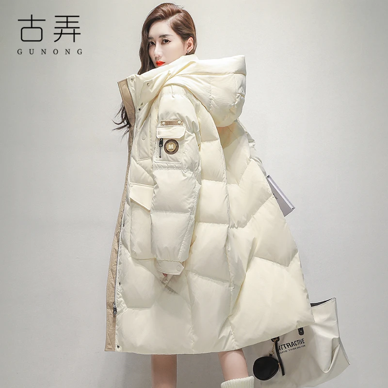 古弄新国标羽绒服高充绒加厚保暖长款过膝女士冬季2024新款大口袋