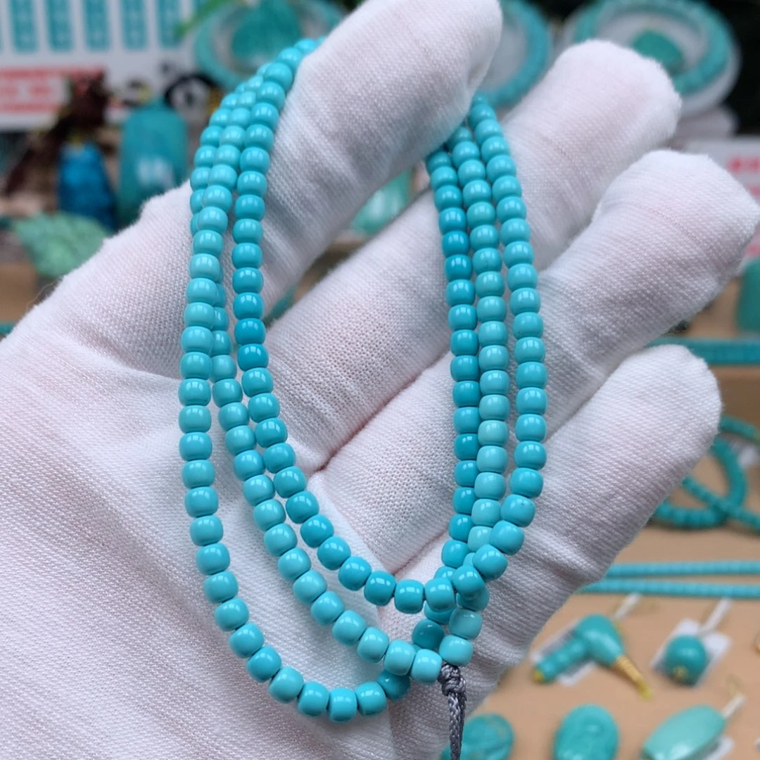 未镶嵌绿松石珠宝奇石4mm