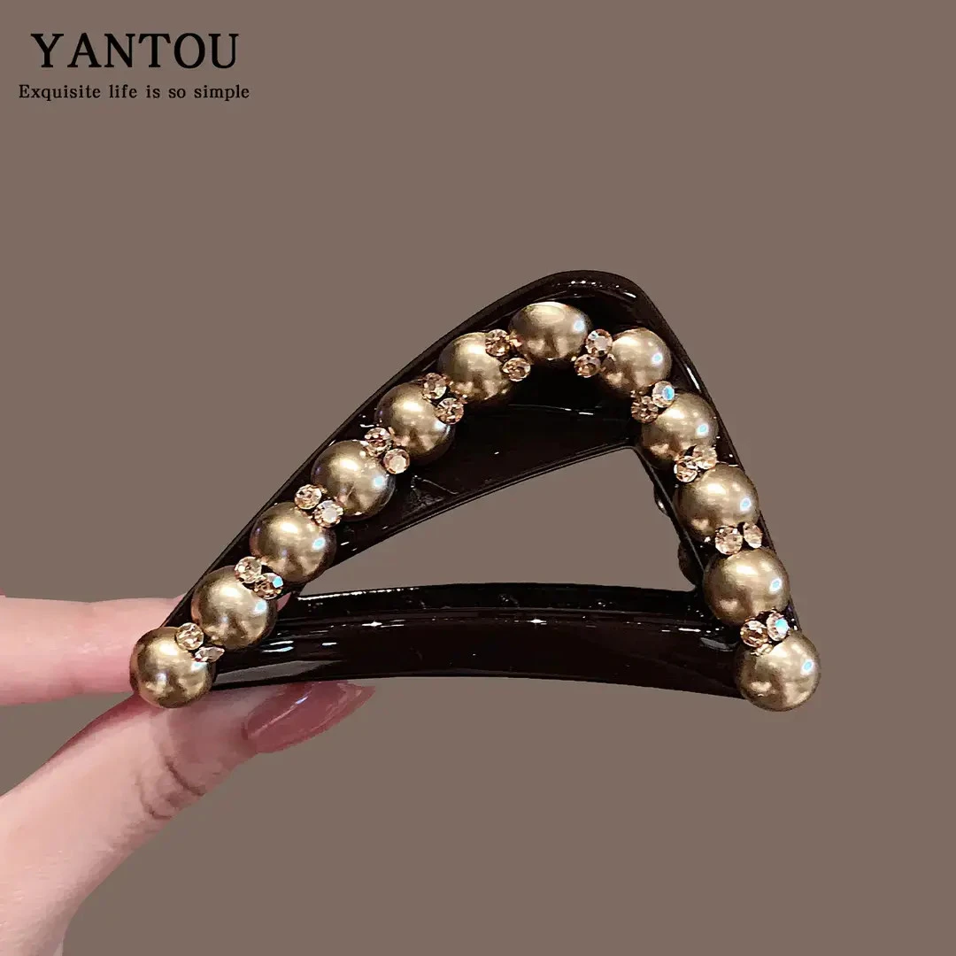 【氛围感】精致工艺珍珠璀璨立体高端抓夹气质发抓鲨鱼夹半扎发夹