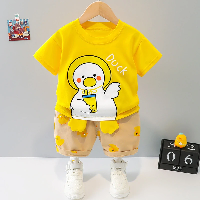 跨境男童夏装洋气婴儿衣服夏季宝宝短袖童装套装儿童夏款代发