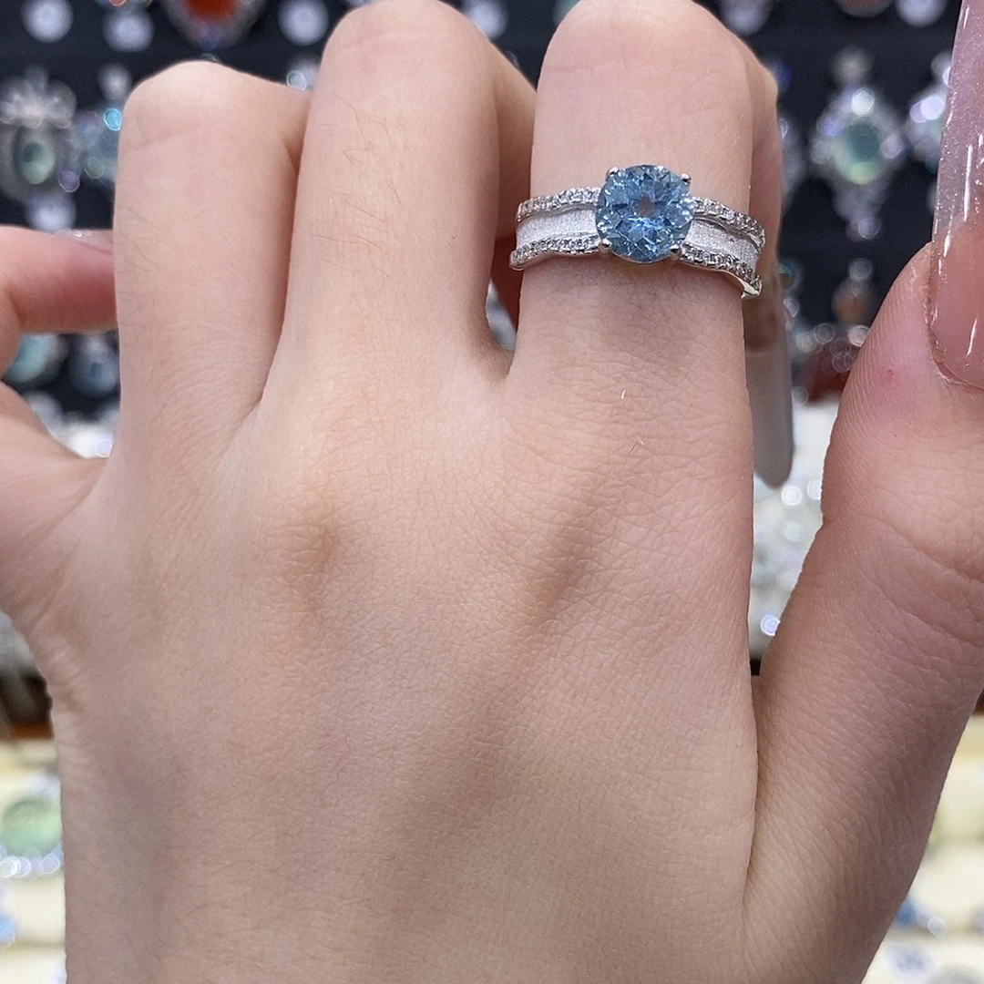 戒指托帕石银S925镶嵌