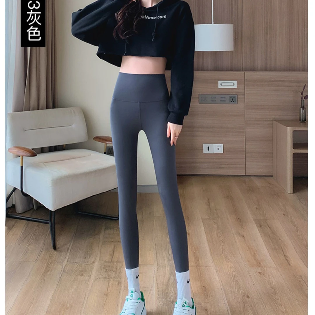 X3553【新款】高腰收腹提臀健身瑜伽芭比灰色裤子