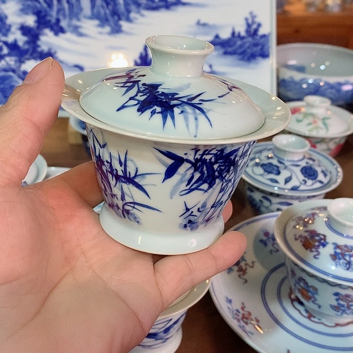 錡镇堂手工手绘盖碗