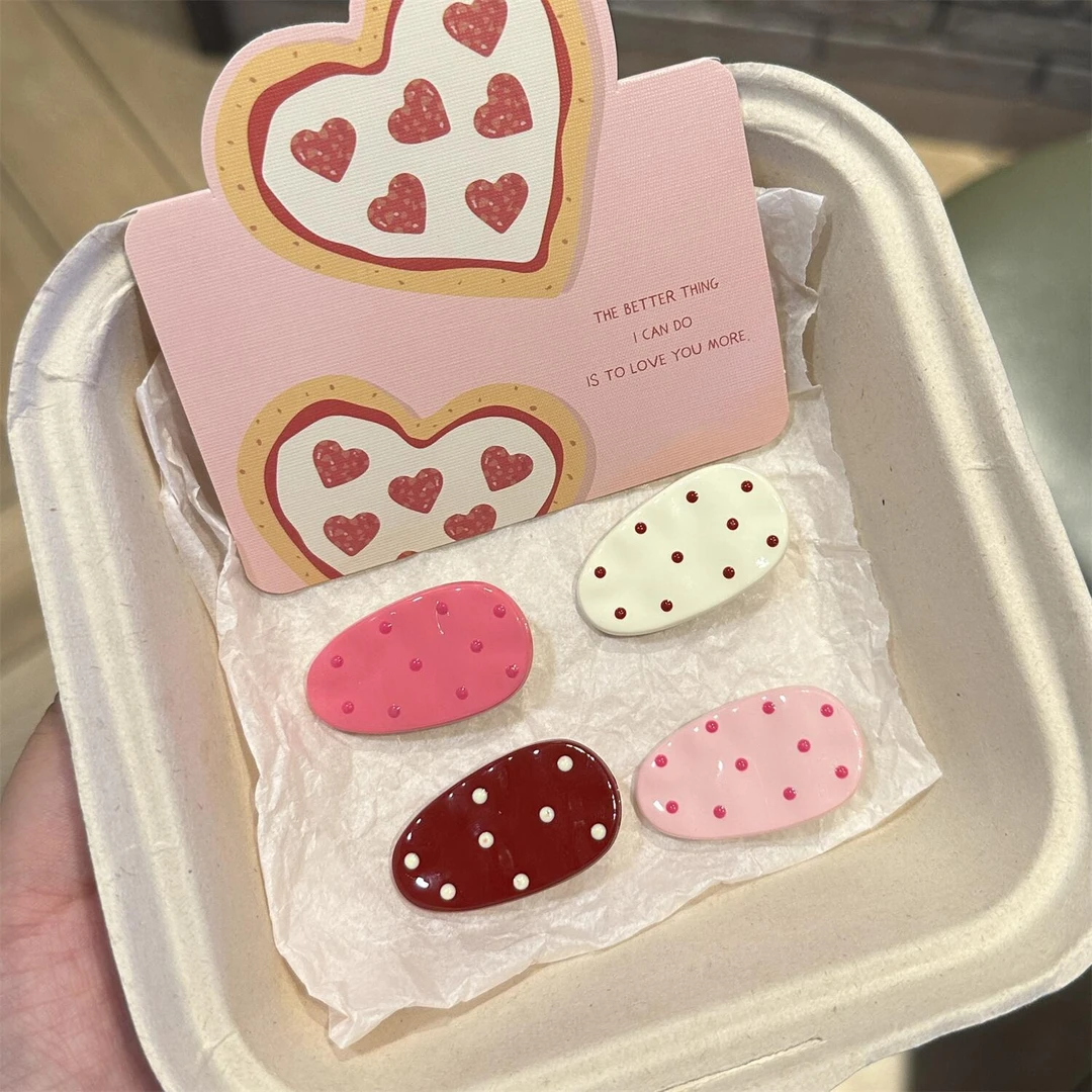 日韩简约波点小水滴鸭嘴夹ins简约百搭刘海边夹小众可爱风发夹女