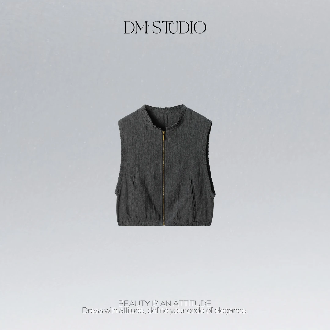 DEDM•STUDIO/小众设计时尚精致感拉链无袖马甲2506MJ/MM2028YJ41
