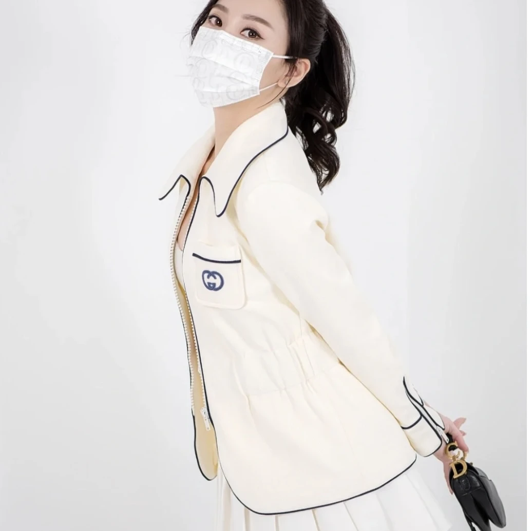 99新 GUCCI/古驰 010351 互扣式双Ｇ贴式拉链修身夹克外套  S码