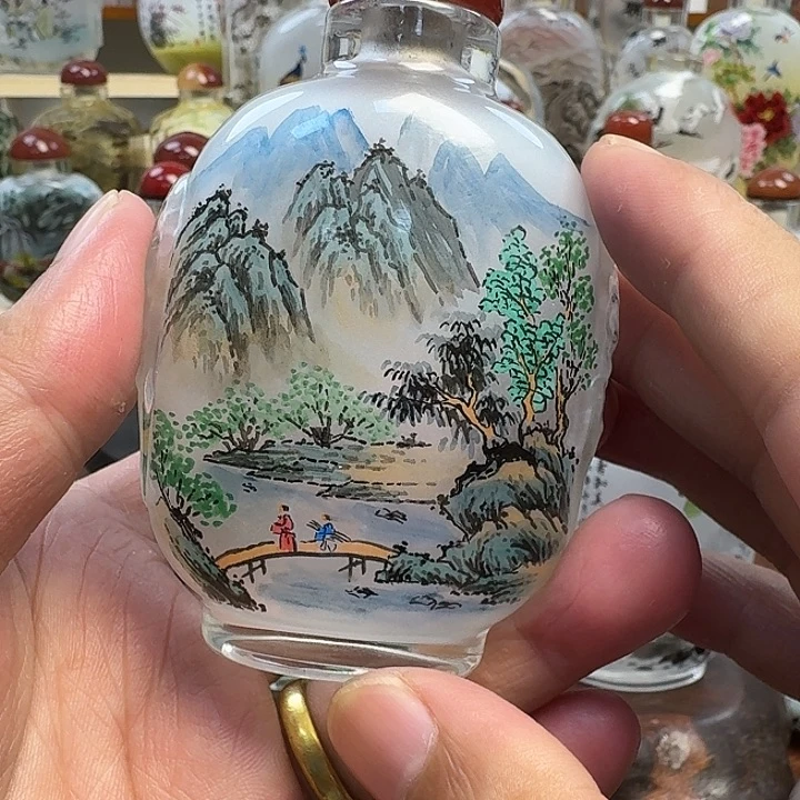 鼻烟壶内画手工绘制山水