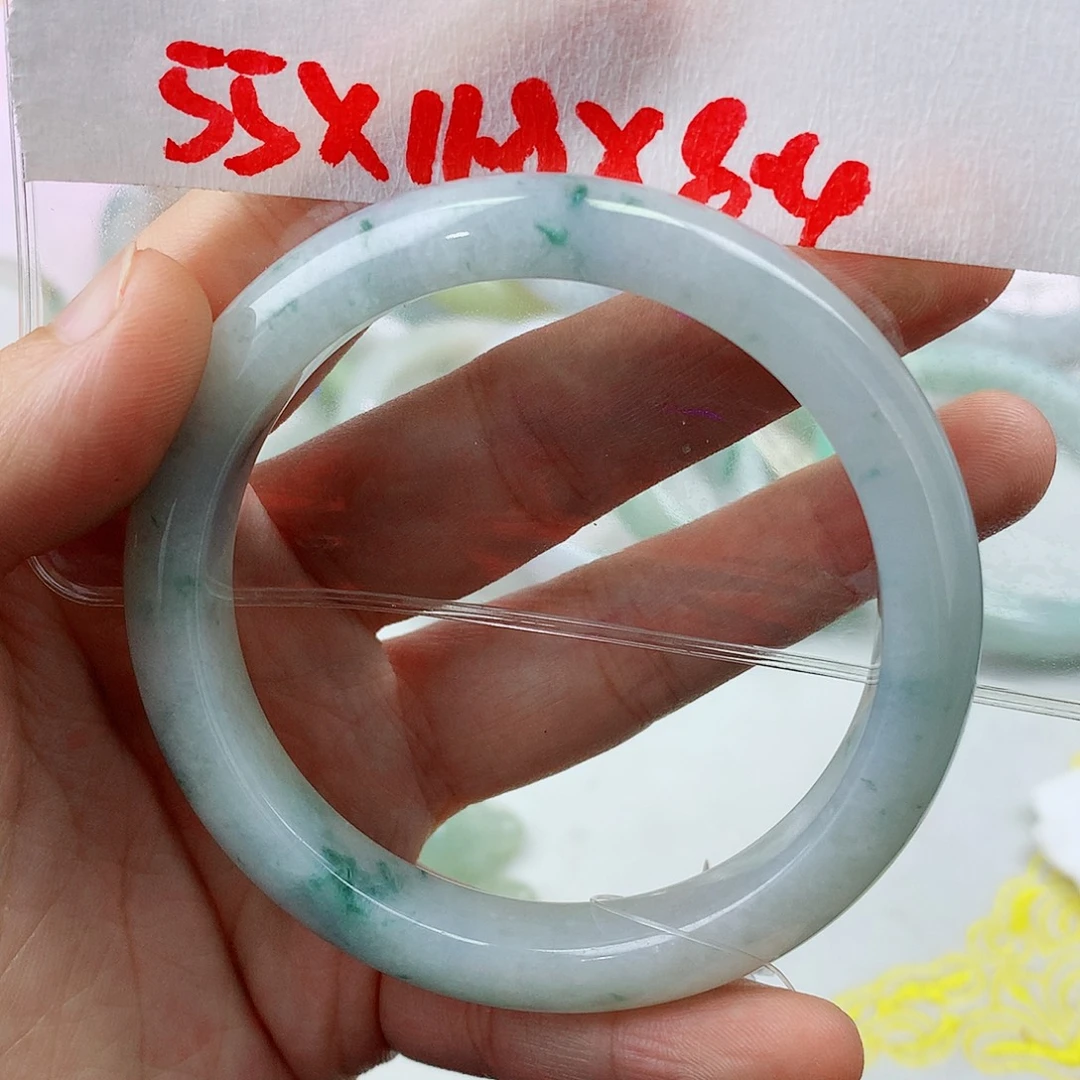 未镶嵌毛货手镯定制翡翠55圈毛货需精细抛光