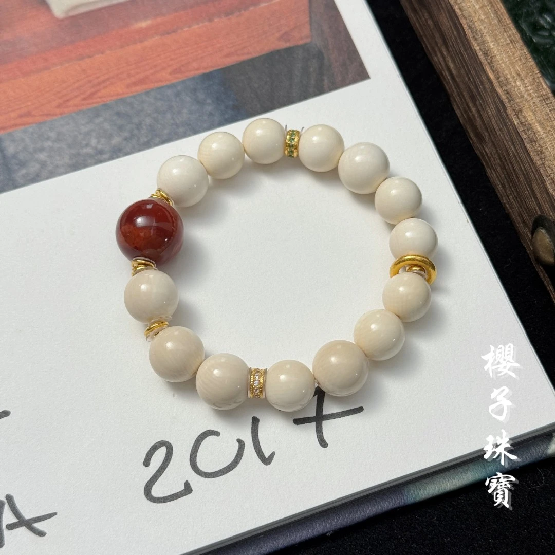 樱子 | 初夏 18K原矿高瓷红红10m猛犸时尚百搭手串*YZMM2301