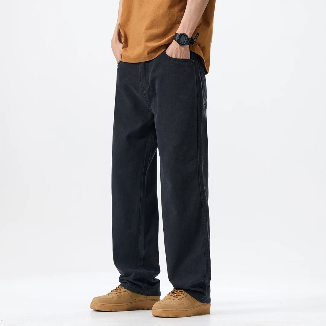 冰丝凉感牛仔裤男款2025夏季宽松直筒显瘦百搭长裤垂感抗皱男裤