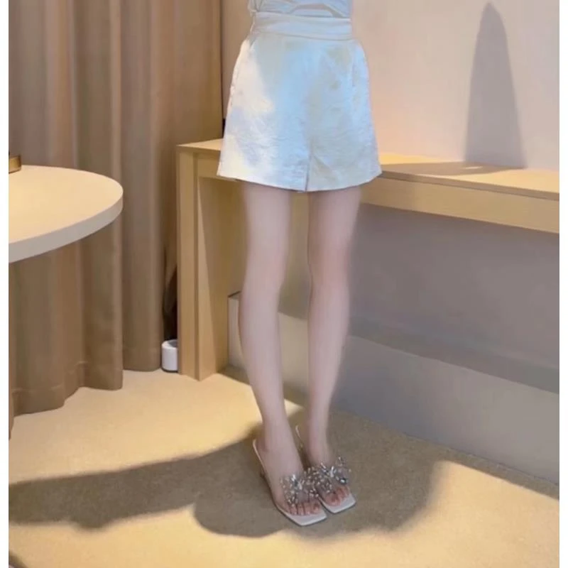 【凉夏】夏季清凉直筒裤显瘦高腰时尚休闲薄款短裤