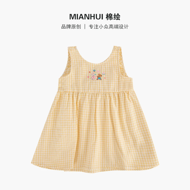 【夏日精灵】原创设计师款夏季梭织棉格子连衣裙35220004