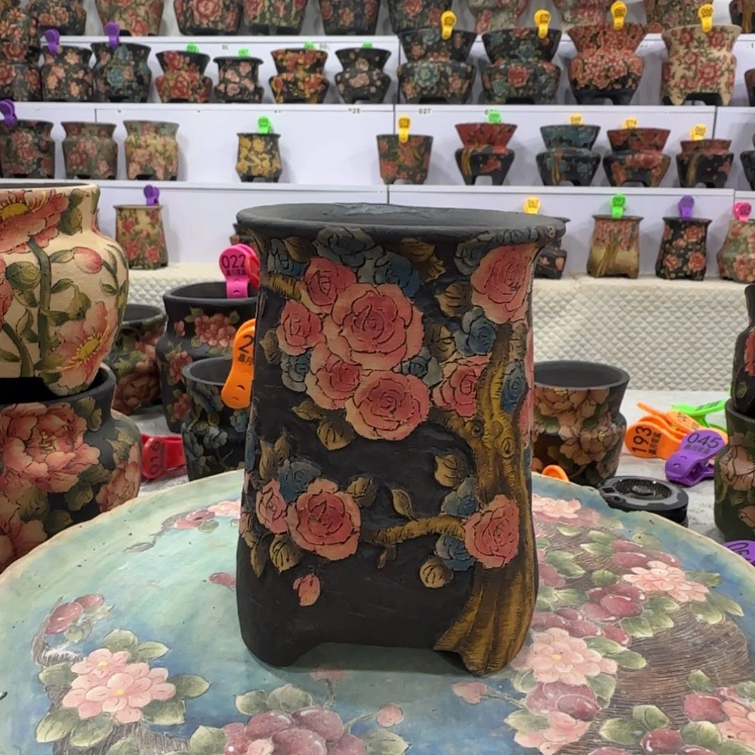 花盆紫砂精品多肉手绘花盆