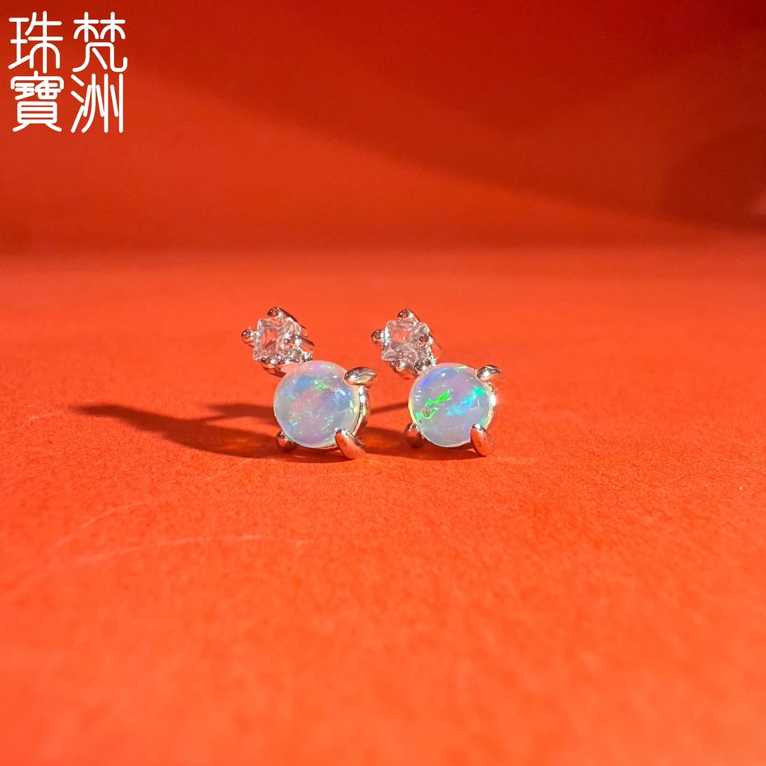 【梵洲】手工定制 欧泊耳钉 FZD4298 多样性发一