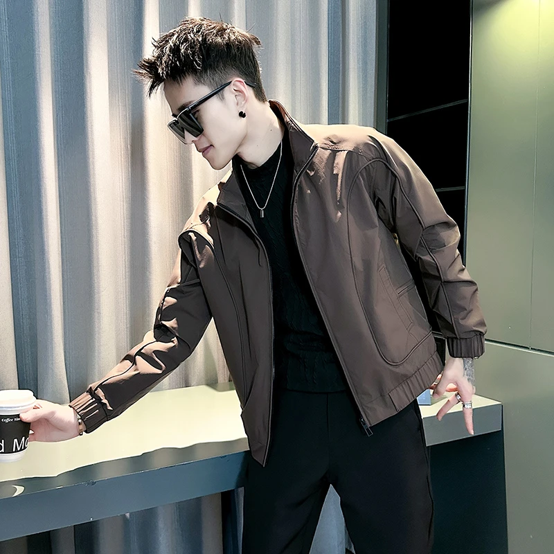 外套男款春秋季2025新款高级感男装立领夹克潮流休闲痞帅短款上衣
