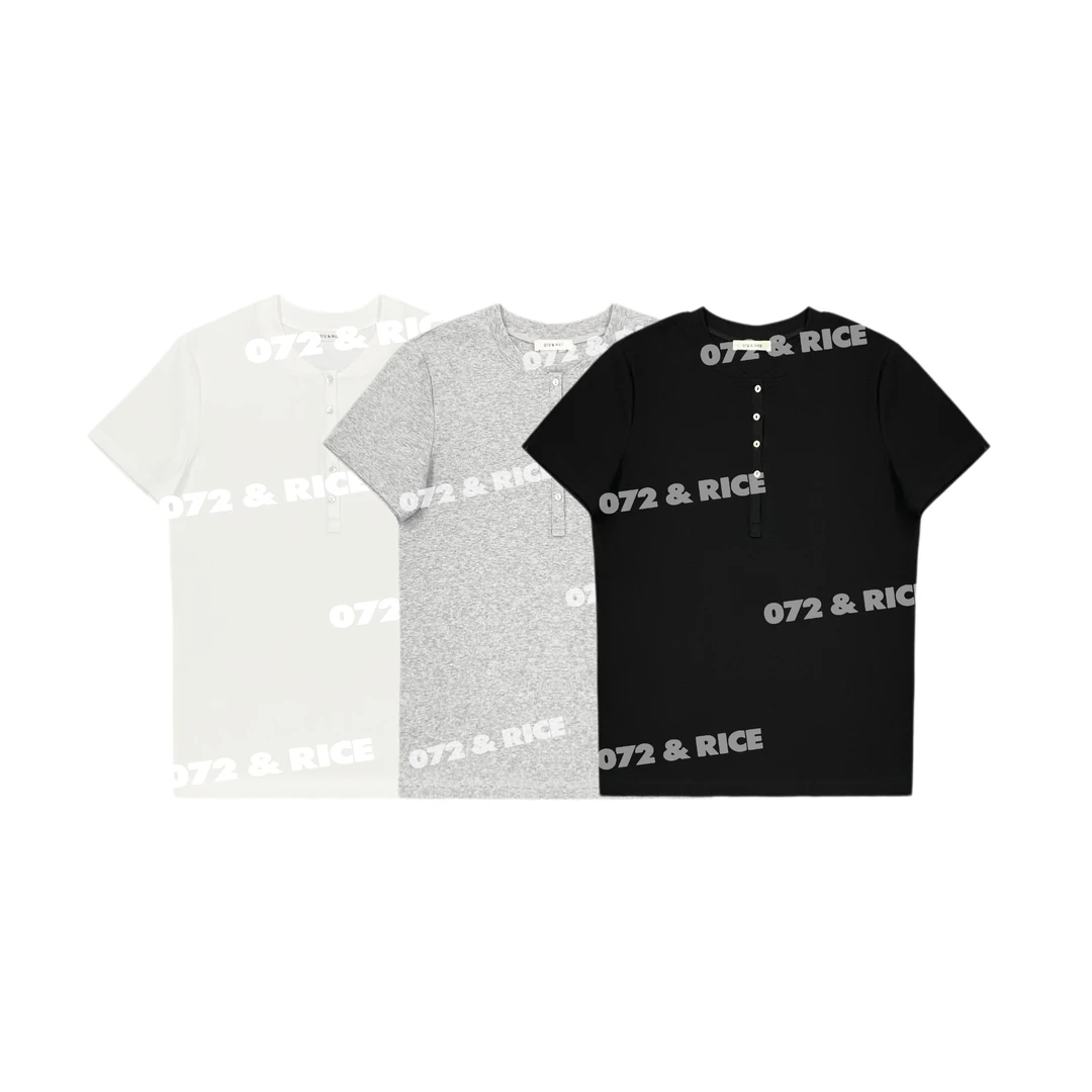 072 & RICE【三色亨利】夏季休闲圆领净版短袖T恤 32XB84