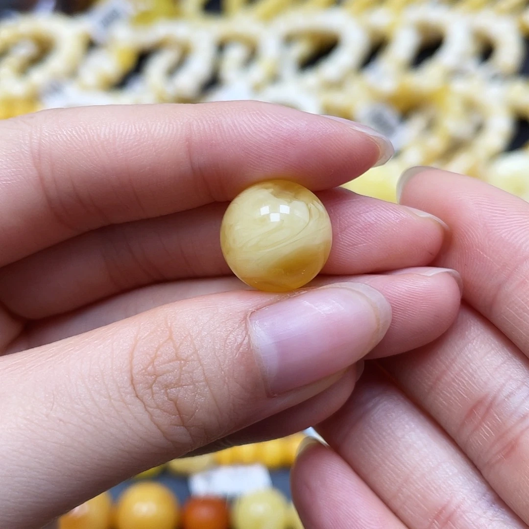未镶嵌蜜蜡裸石圆珠14mm瑕
