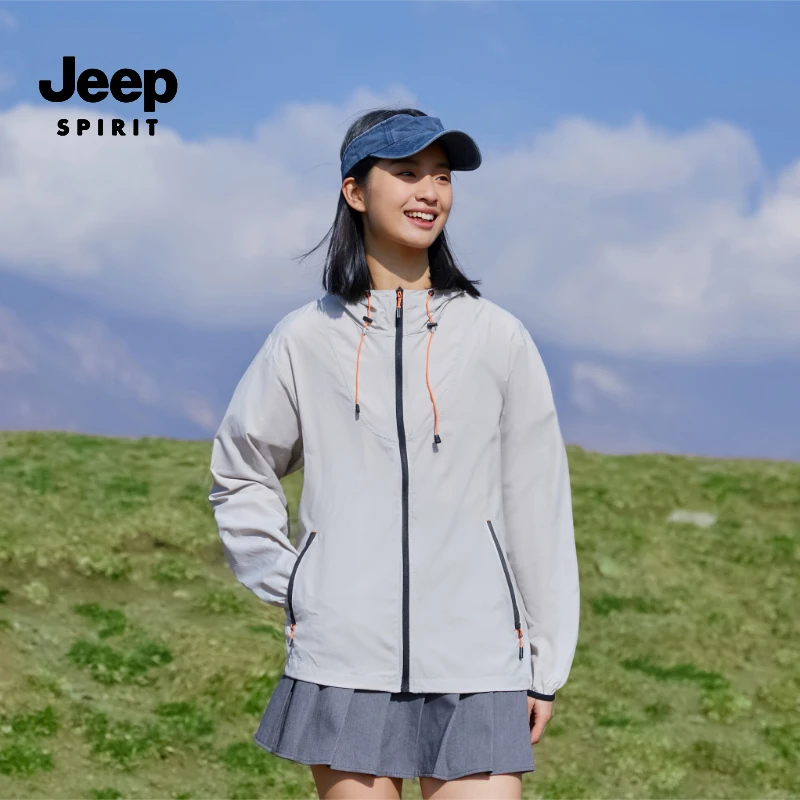 吉普户外男装休闲运动冰丝衣服男女同款夏季皮衣透气休闲薄款外套