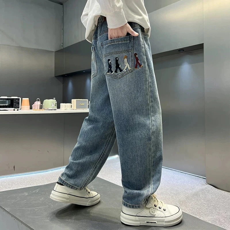 男童牛仔裤2025秋季新款长裤帅气哈伦裤时髦潮潮流百搭洋气老爹裤