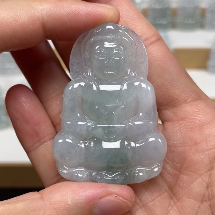 颈饰未镶嵌翡翠天然缅甸翡翠A货观音33号