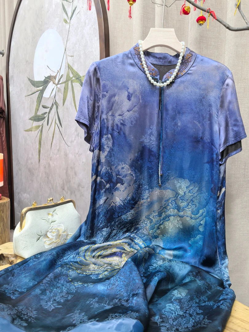 出水芙蓉-连衣裙2025新款妈妈夏装时尚气质中长款裙子