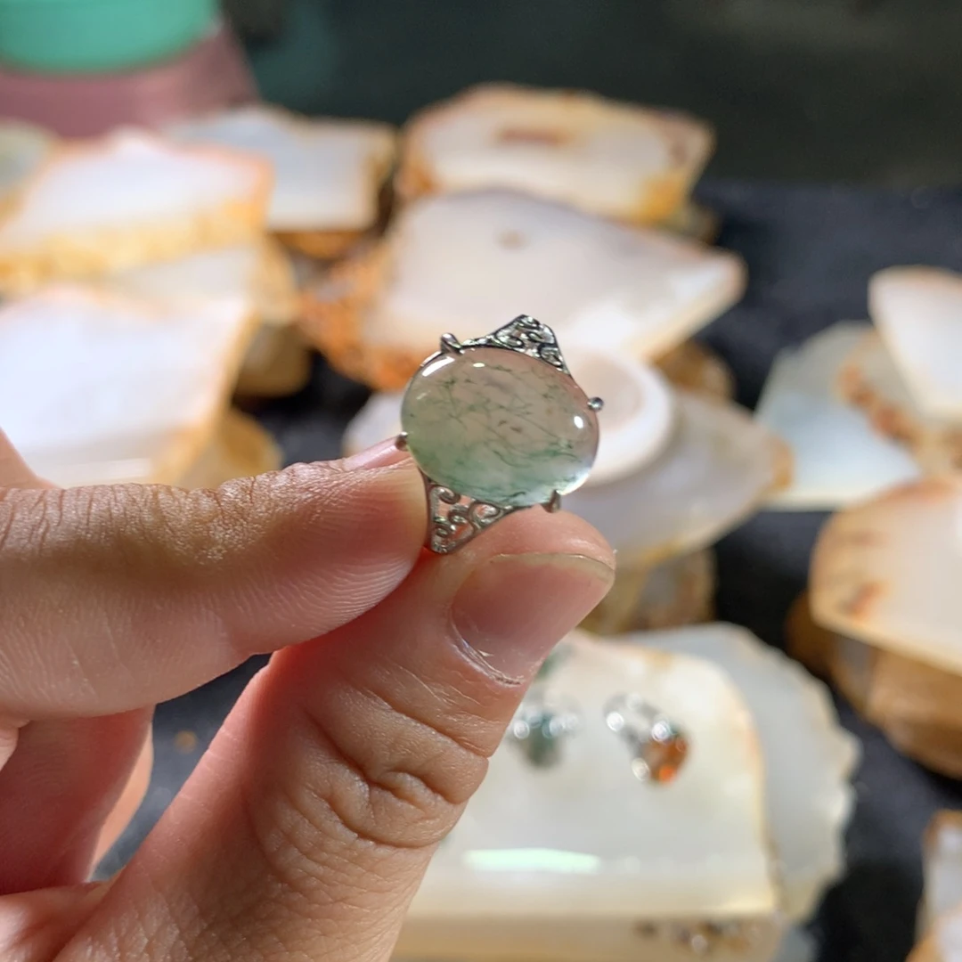 玛瑙/玉髓戒指银S925镶嵌
