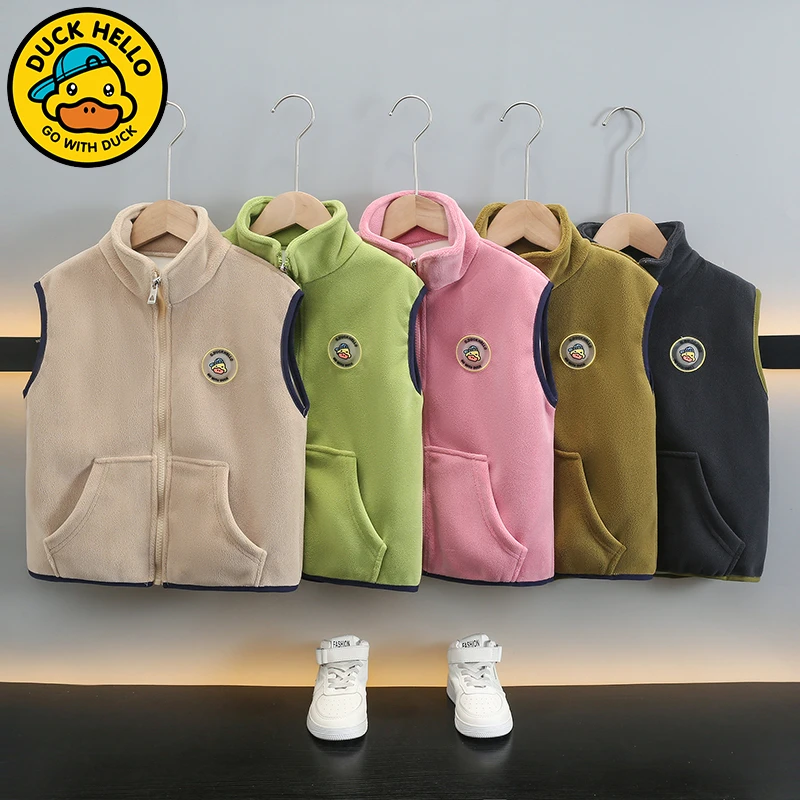【小黄鸭亲子装】儿童秋装马甲2025新款加绒内搭外穿奥粒绒背心外套