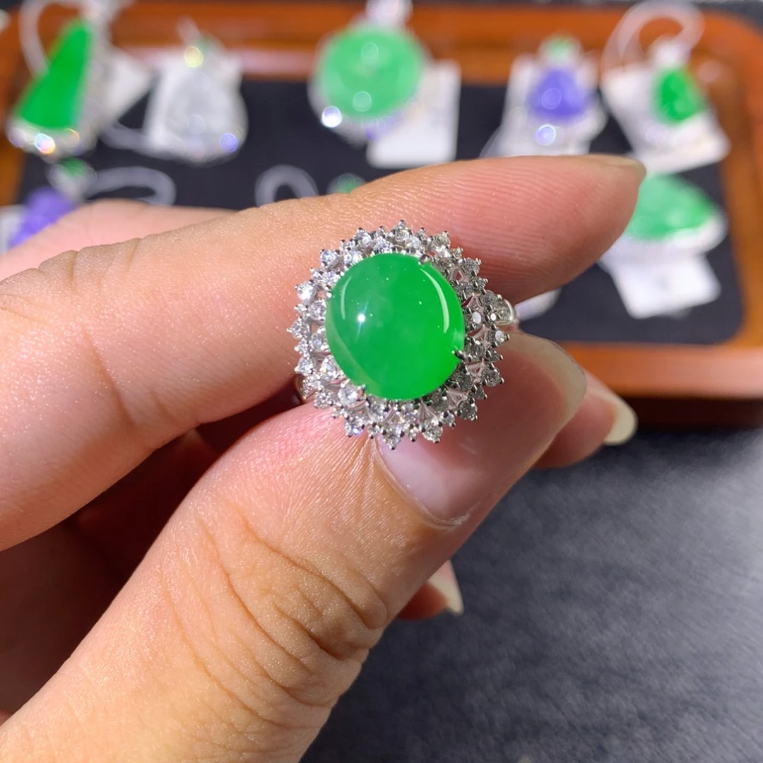 翡翠18K金镶嵌戒指两用款