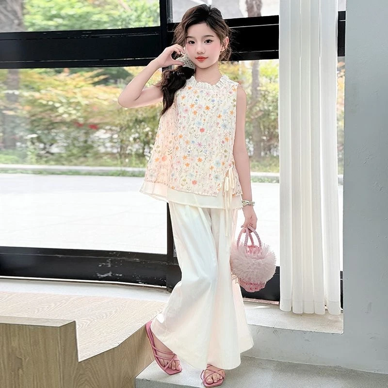 CSC2169女童套装夏季2025新款儿童背心山本裤中大童两件套时尚潮